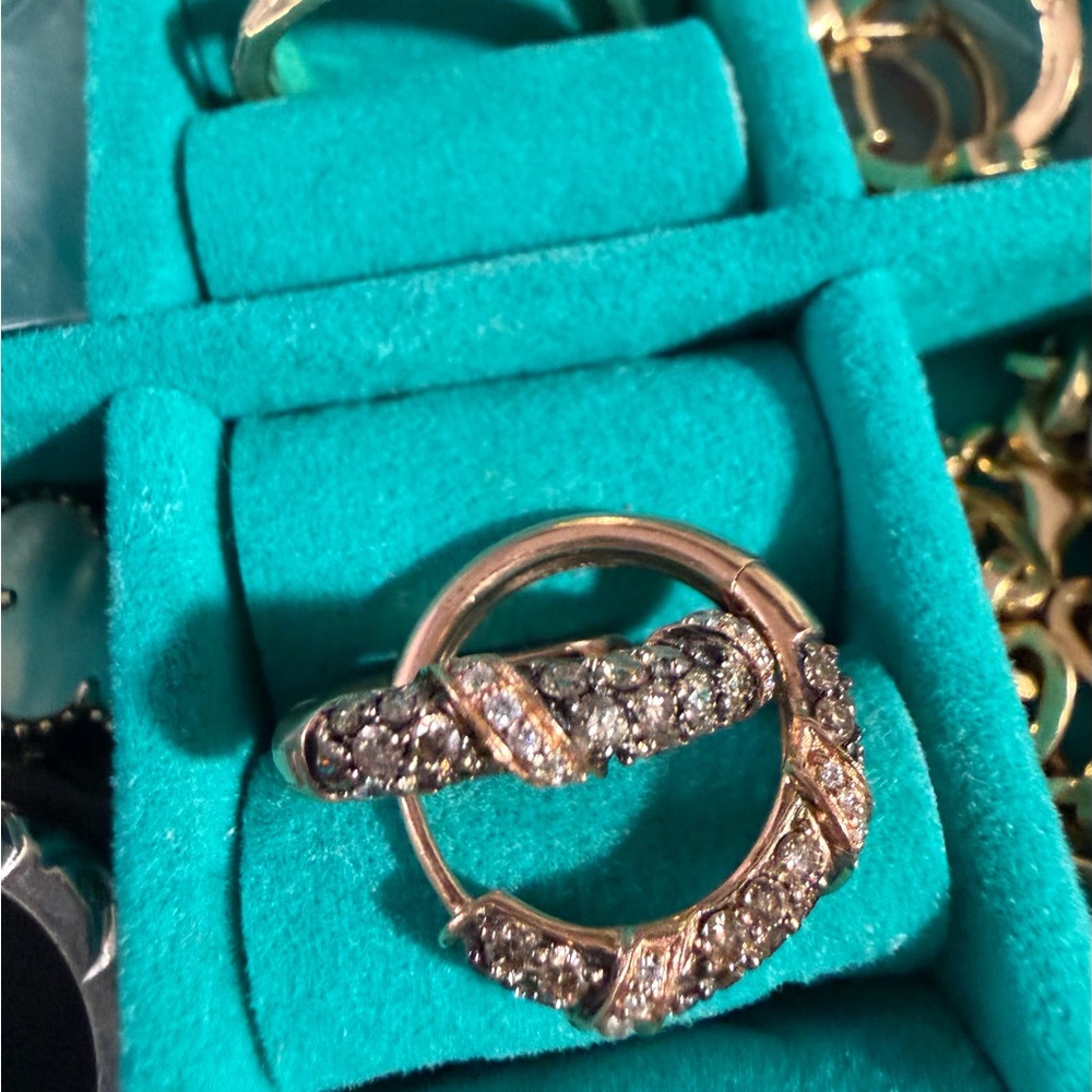 Levian 14k rose gold chocolate vanilla diamond Twisted Earrings